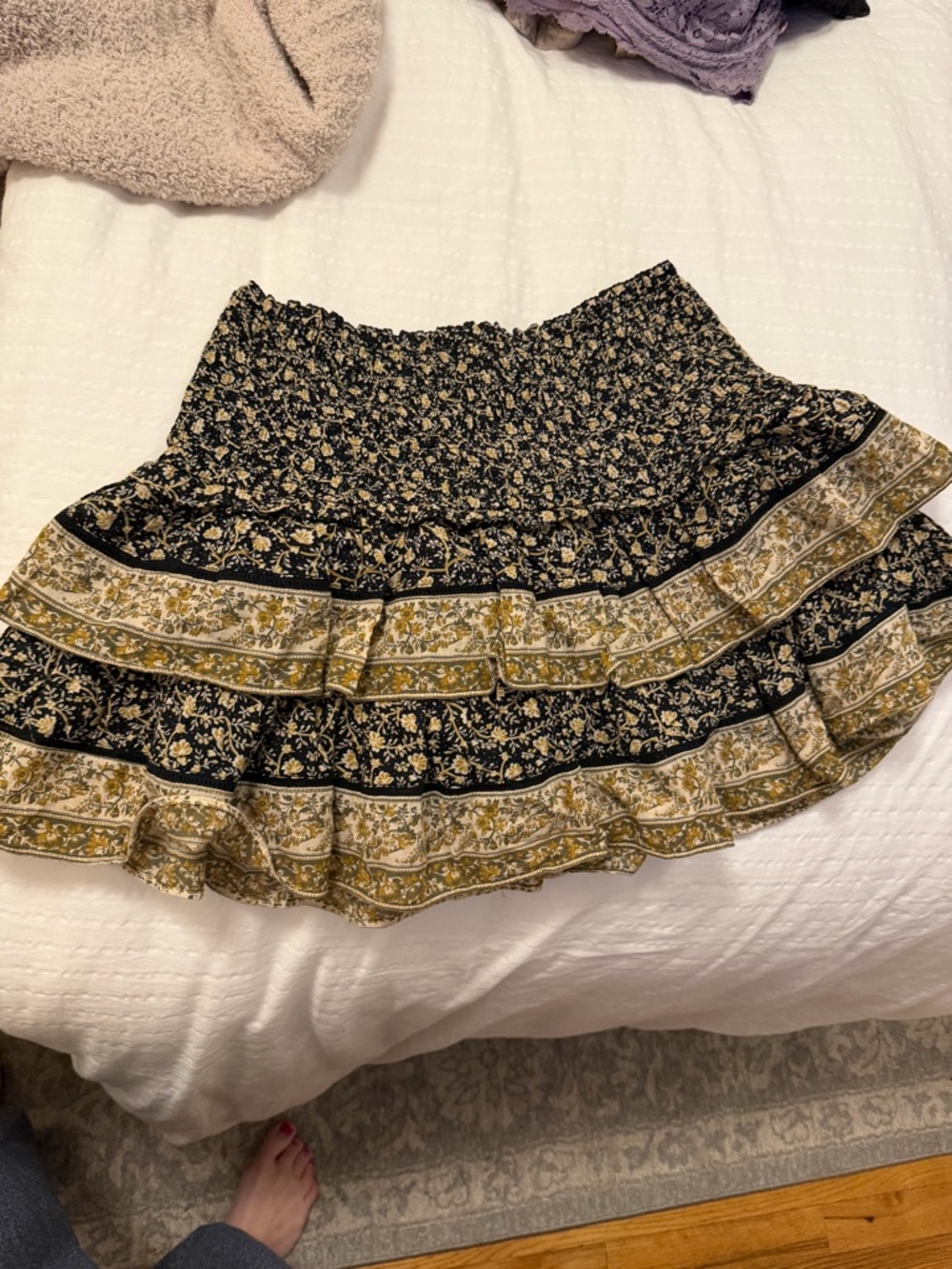 Smocked Waiste Floral Tiered Mini Skirt - American Eagle